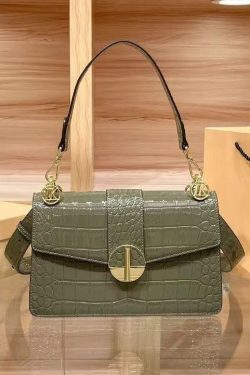 Classy Green Durable Calf Leather Satchel Bag Handbag