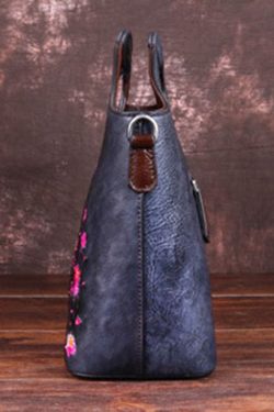Classy Grey fashion Embossing Paitings Calf Leather Tote Handbag