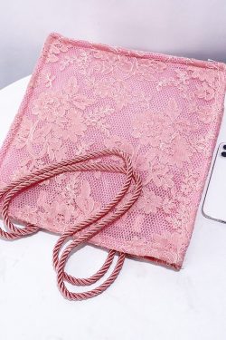 Classy Pink Embroidered Large Capacity Tulle Women Handbags