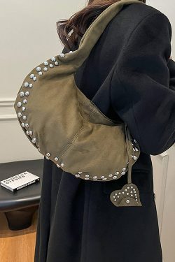 Classy Red Rivet Durable Faux Leather Satchel Handbag