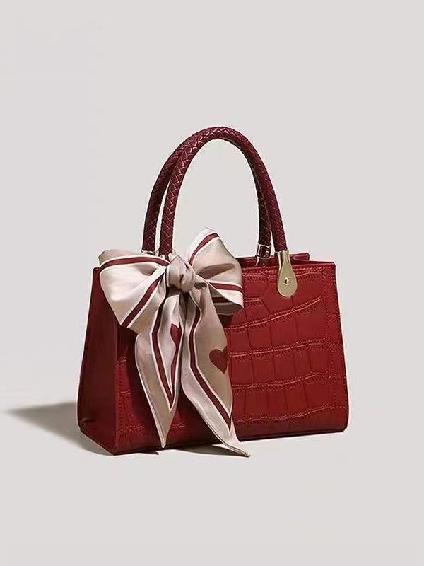 Classy Red Versatile Faux Leather Tote Handbag