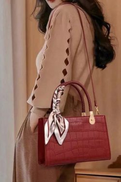 Classy Red Versatile Faux Leather Tote Handbag