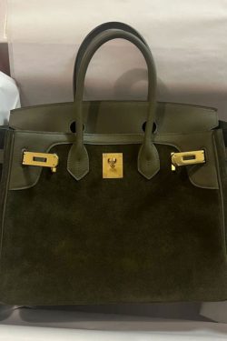 Classy Tea Green Solid Durable Large Capacity Fine Suede Tote Handbag