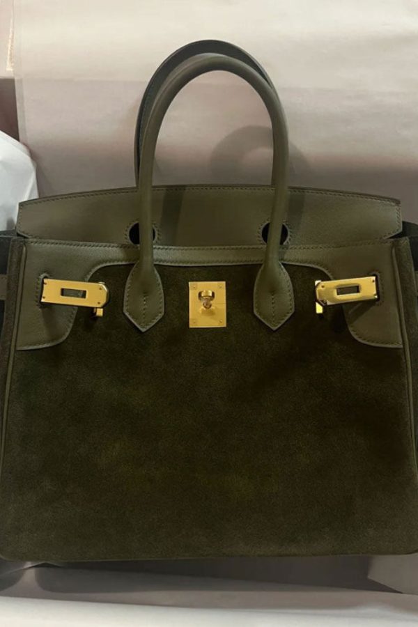 Classy Tea Green Solid Durable Large Capacity Fine Suede Tote Handbag