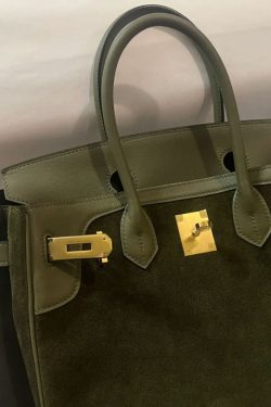 Classy Tea Green Solid Durable Large Capacity Fine Suede Tote Handbag