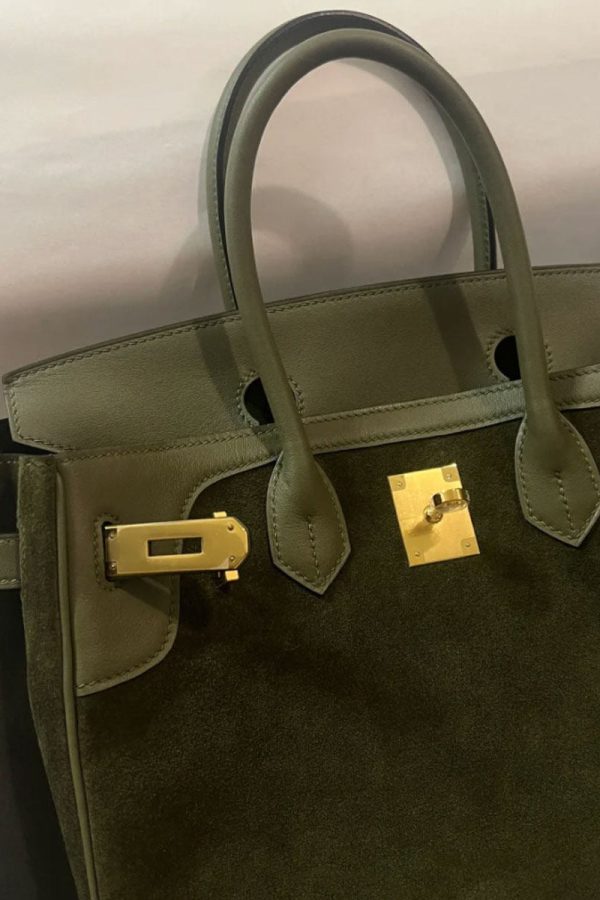 Classy Tea Green Solid Durable Large Capacity Fine Suede Tote Handbag