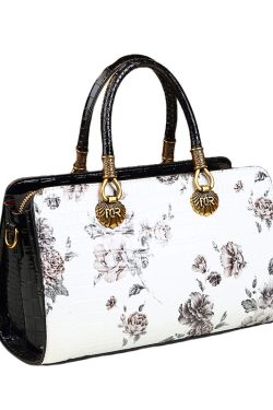 Classy Versatile White Embossed Calf Leather Tote Handbag