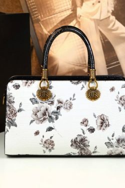 Classy Versatile White Embossed Calf Leather Tote Handbag