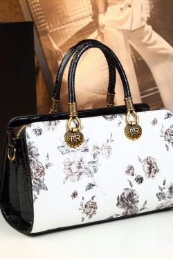 Classy Versatile White Embossed Calf Leather Tote Handbag
