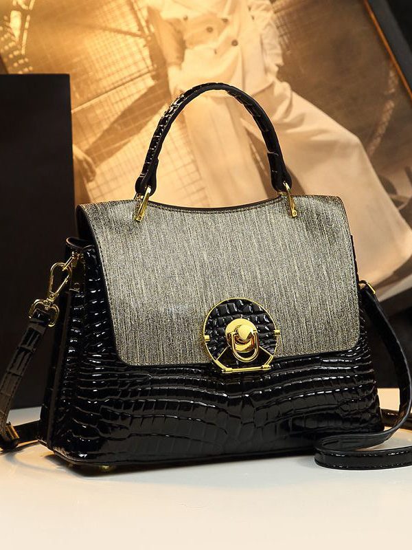 Classy White Embossed Large Capacity Calf Leather Tote Handbag