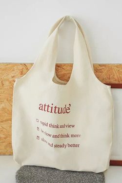 Classy White Letter Print Canvas Tote Handbag Satchel Bag Handbag