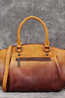 Classy Yellow Rub color Paitings Calf Leather Tote Handbag