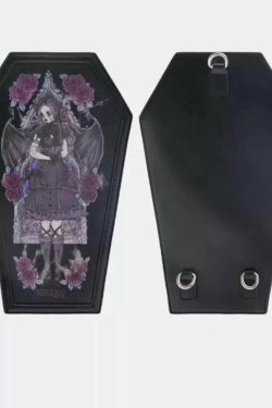 Coffin Ita Backpack – Gothic Lolita PU Dark Print Halloween Crossbody & Shoulder Bag for Women