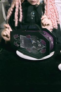 Coffin Ita Backpack – Gothic Lolita PU Dark Print Halloween Crossbody & Shoulder Bag for Women
