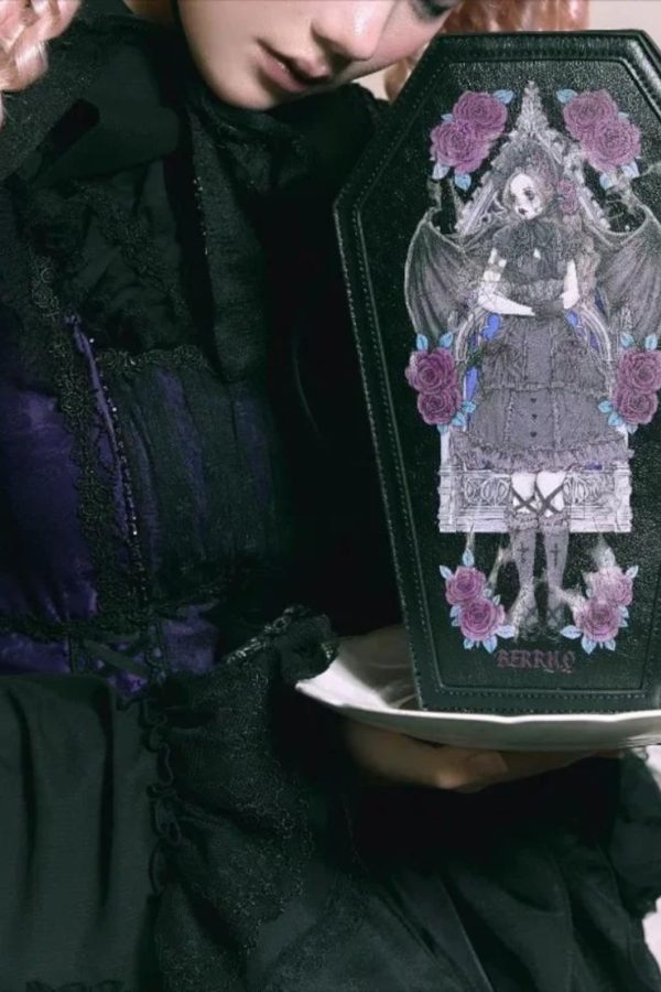 Coffin Ita Backpack – Gothic Lolita PU Dark Print Halloween Crossbody & Shoulder Bag for Women