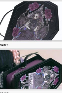 Coffin Ita Backpack – Gothic Lolita PU Dark Print Halloween Crossbody & Shoulder Bag for Women