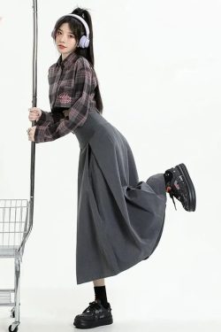 College Girl Pleated A-Line Midi Skirt