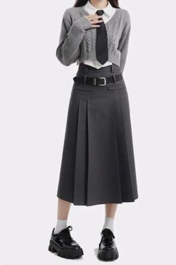 College Girl Pleated Midi Skirt