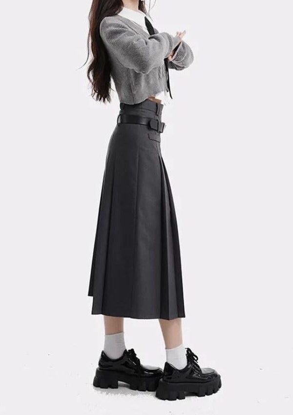 College Girl Pleated Midi Skirt