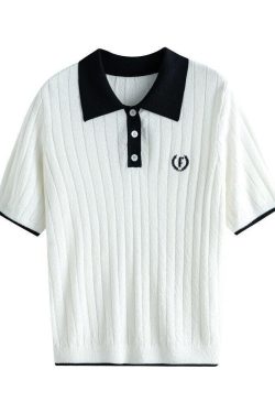 College Style Short Sleeve Sweater