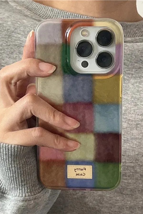Color Block Checkered Phone Case