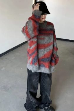 Colorful Patterned Knitted Sweater