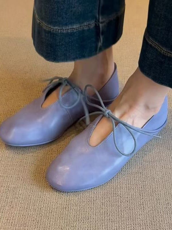 Comfortable Splicing Flat Shoes For Women Blue Faux Leather