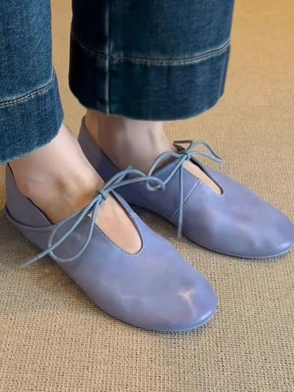 Comfortable Splicing Flat Shoes For Women Blue Faux Leather