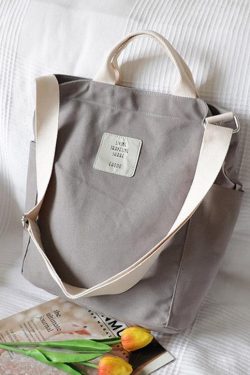 Comfy Women Casual gray Patchwork Large Canvas Shoulder Bag