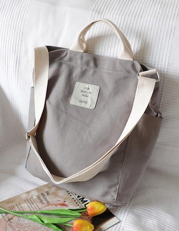 Comfy Women Casual gray Patchwork Large Canvas Shoulder Bag