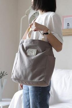 Comfy Women Casual gray Patchwork Large Canvas Shoulder Bag