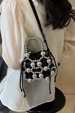 Cool Spicy Girl Silver Beaded Messenger Bag Women 2025 New