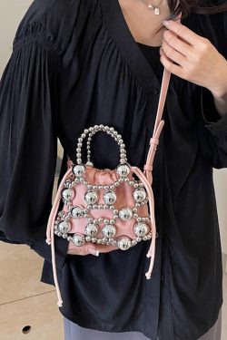 Cool Spicy Girl Silver Beaded Messenger Bag Women 2025 New