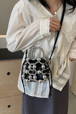 Cool Spicy Girl Silver Beaded Messenger Bag Women 2025 New