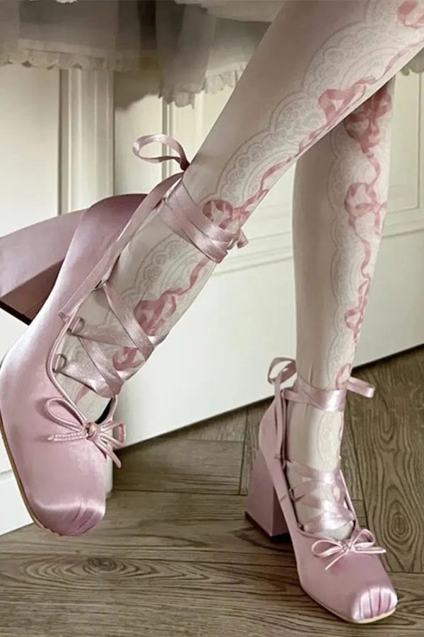 Coquette Bow Lace Up High Heels