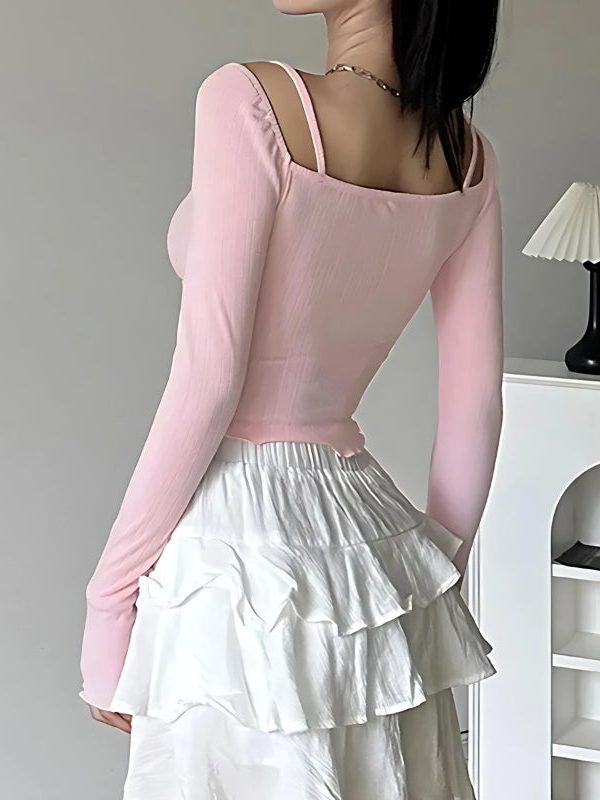 Coquette Bow Straps Ruched Top