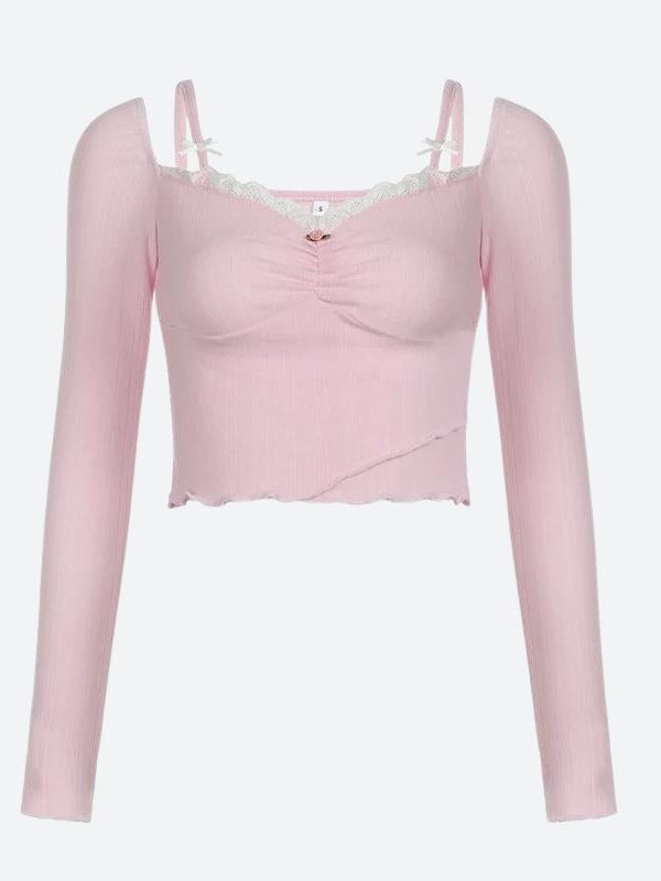 Coquette Bow Straps Ruched Top