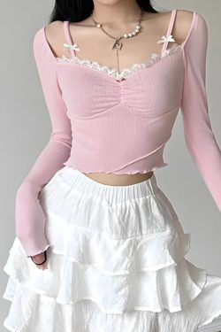 Coquette Bow Straps Ruched Top