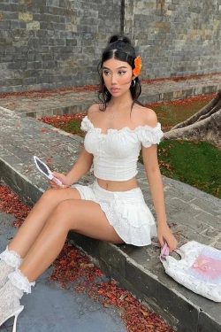 Coquette Broderie Anglaise Top & Mini Skirt Two Piece Set