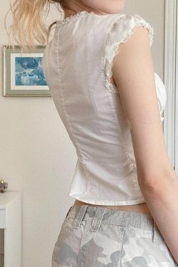 Coquette Cap Sleeve Lace Up Top