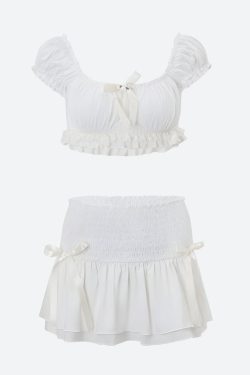 Coquette Crop Top & Mini Skirt Two Piece Set