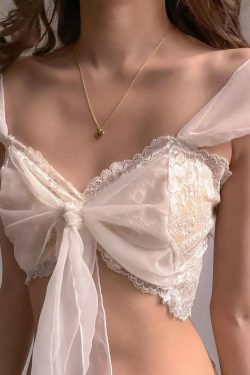 Coquette Lace Mesh Bra Crop Top