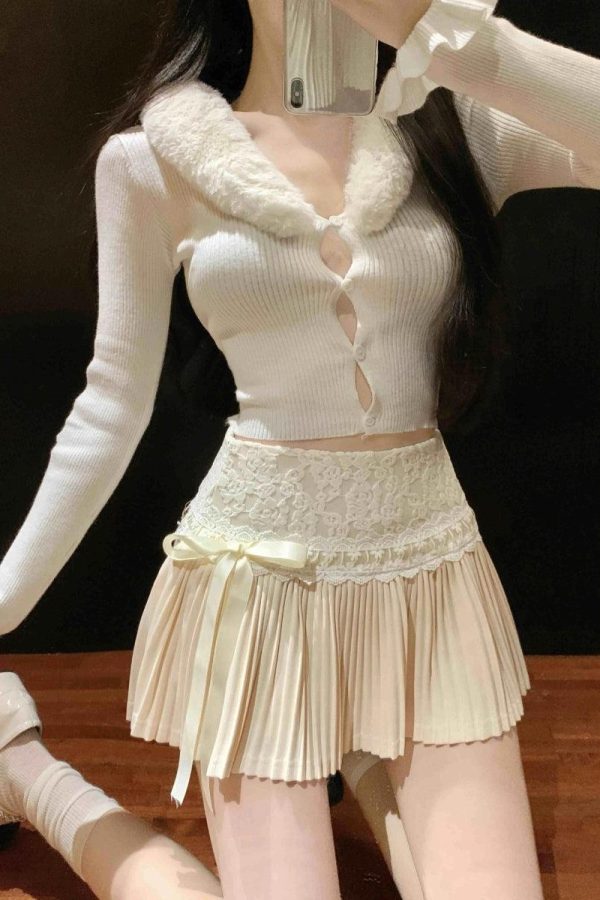Coquette Lace Pleated Mini Skirt