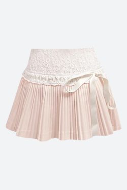 Coquette Lace Pleated Mini Skirt