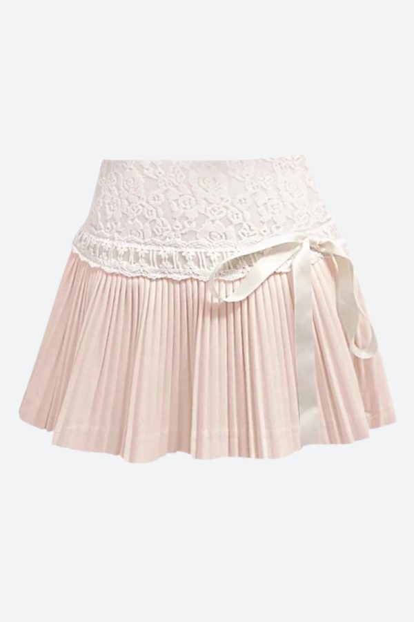 Coquette Lace Pleated Mini Skirt