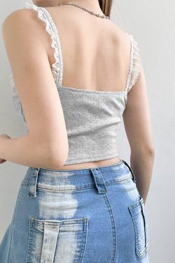 Coquette Lace Trimming Crop Top