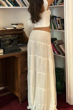 Coquette Lace Up Crop Top & Maxi Skirt Two Piece Set