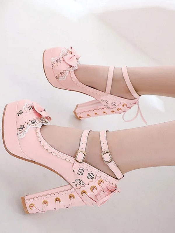 Coquette Lace Up High Heels