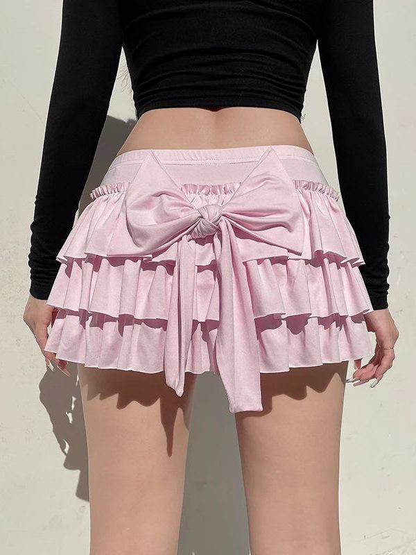 Coquette Layered Bow Mini Skort