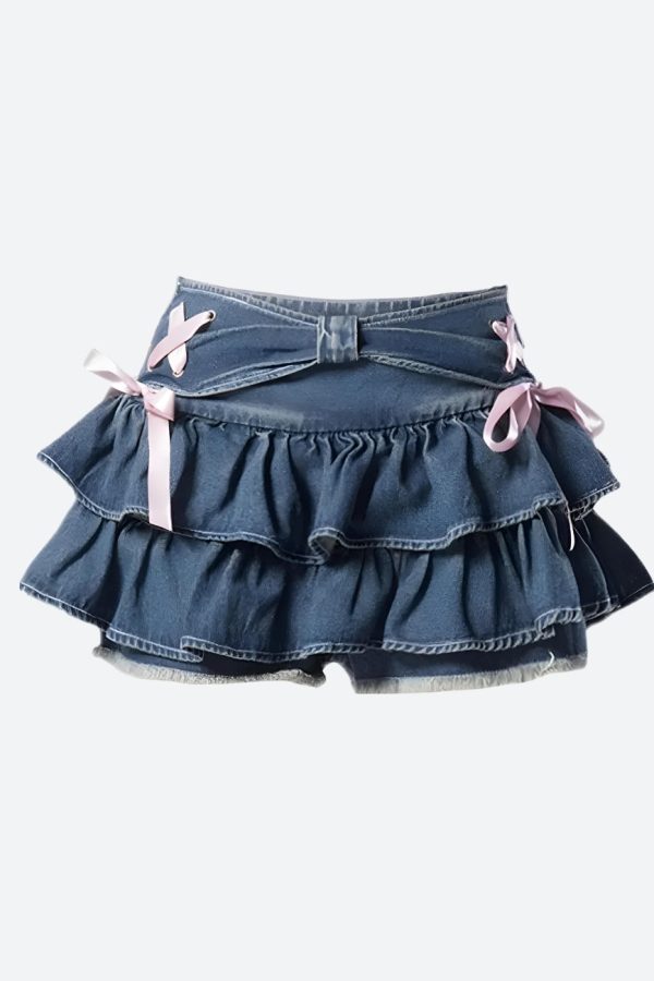 Coquette Low Rise Denim Mini Skort